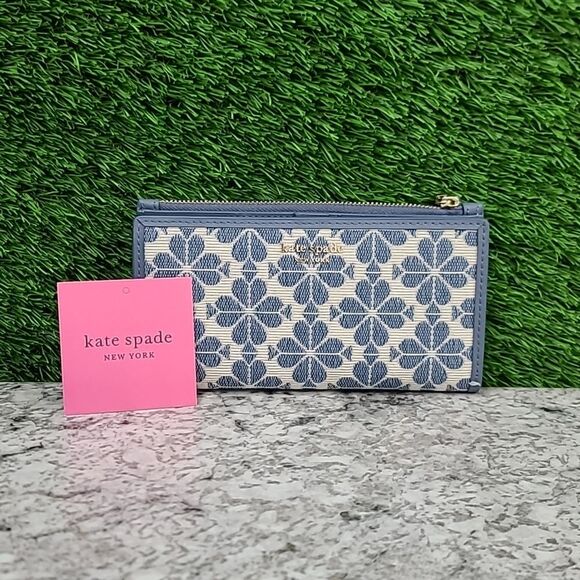 Kate Spade Spade Flower Jacquard Zip Slim Wallet - Picture 2 of 9